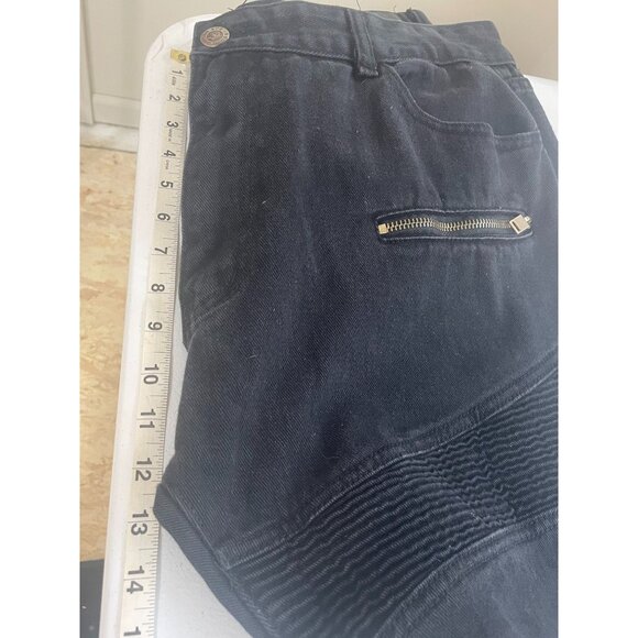 MCMXXXIII VTG Mens Black Denim Biker Jeans‎ SZ 42x32 Zippered Pockets Y2K  Moto - Picture 10 of 11
